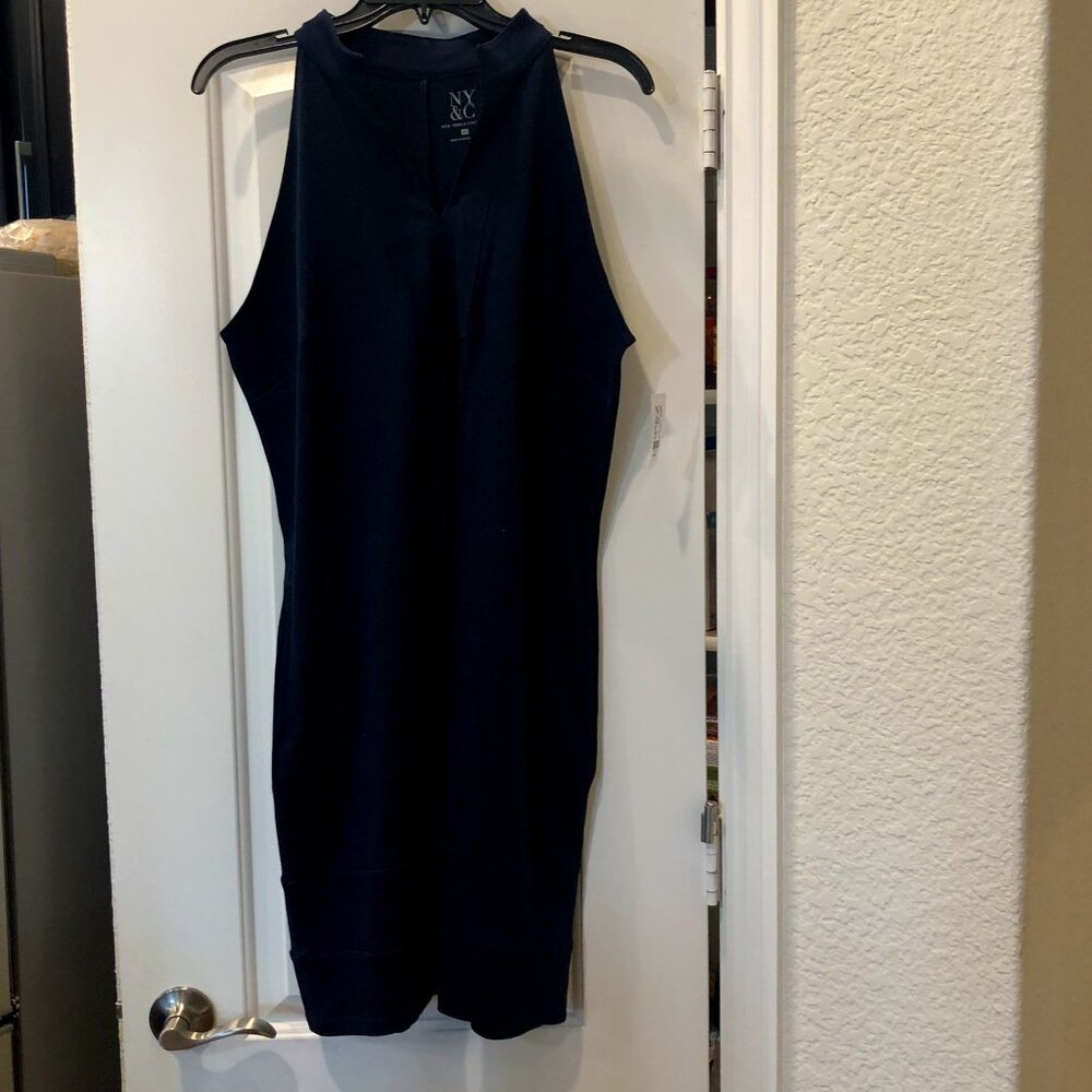 Womens Lightweight Cotton  Jersey Sleeveless Dress -  Halter Style -Side Pockets